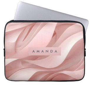 Capa Para Notebook Design de Fluxo Abstrato Rosa Bege Macio Personali