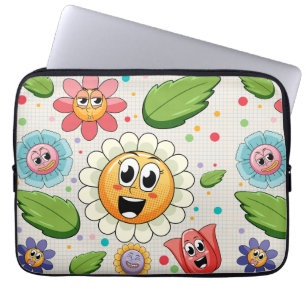 Capa Para Notebook Design de fundo contínuo com flores coloridas