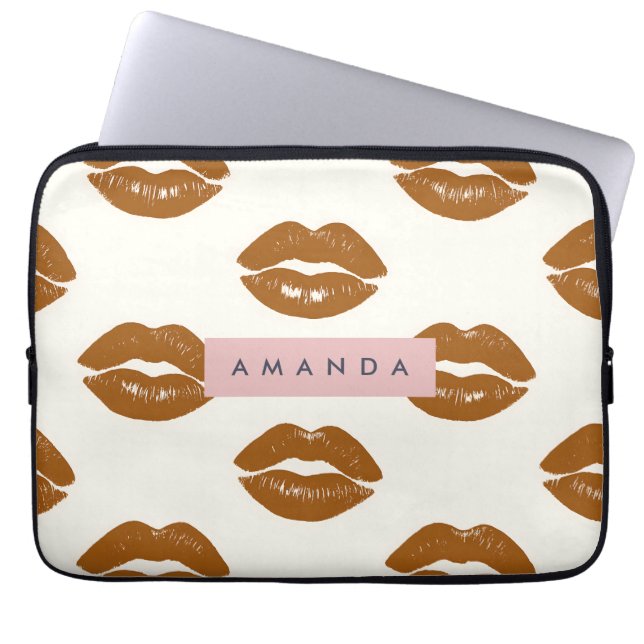 Capa Para Notebook Design de Impressão de Lip Castanho Personalizado (Frente)