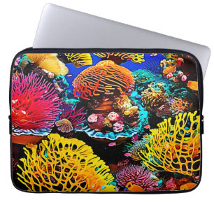 Capa Para Notebook Design de Jardim Tropical de Coral Vibrante