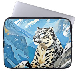 Capa Para Notebook Design de Leopardo de Neve Selvagem