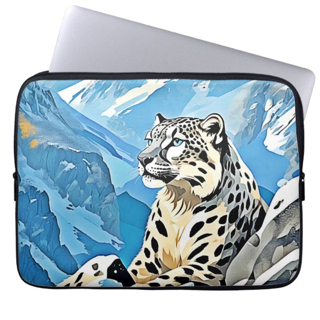 Capa Para Notebook Design de Leopardo de Neve Selvagem (Frente)