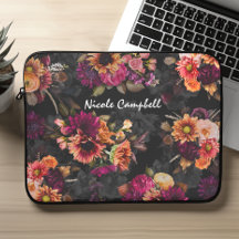 Design de Monograma Floral Laranja Fúcsia Vibrante