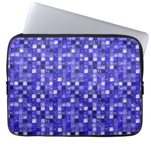 Capa Para Notebook Design de Mosaico Azul Abstrato Com Texturas Brilh