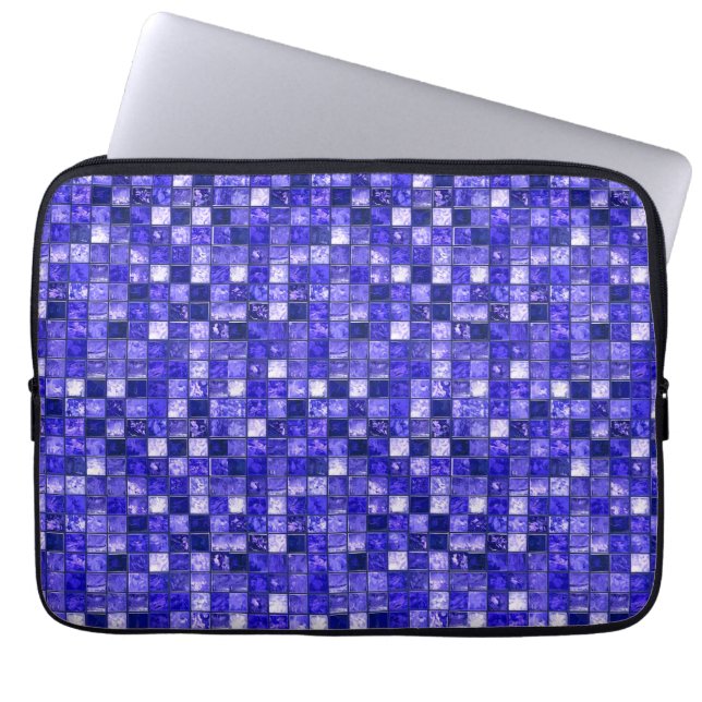 Capa Para Notebook Design de Mosaico Azul Abstrato com Texturas Brilh (Frente)