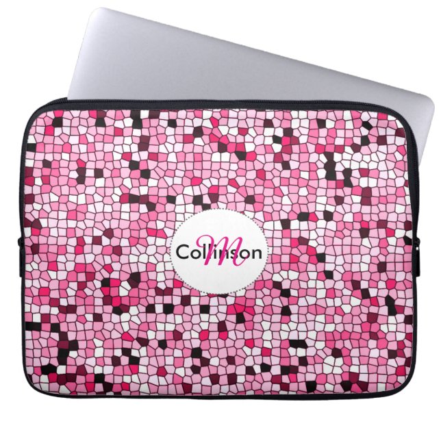 Capa Para Notebook Design de mosaico branco e rosa bonito personaliza (Frente)
