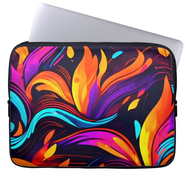 Capa Para Notebook Design de Neon Fire com Ícones de Fiery (Frente)