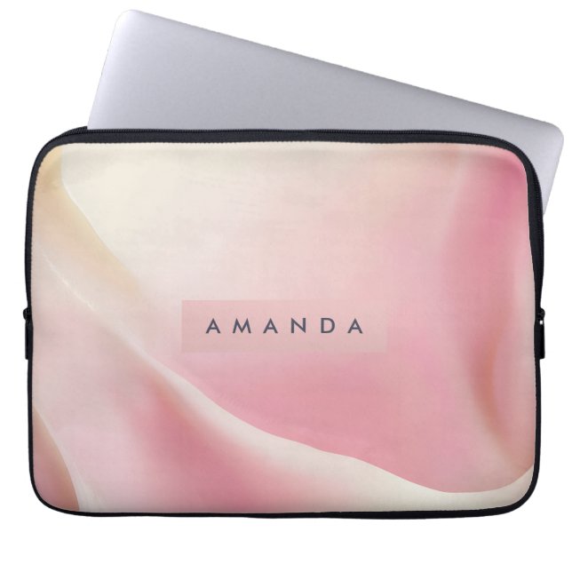 Capa Para Notebook Design de Onda de Seda Rosa Suave Personalizado (Frente)