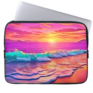 Capa Para Notebook Design de Ondas Sunset Beach