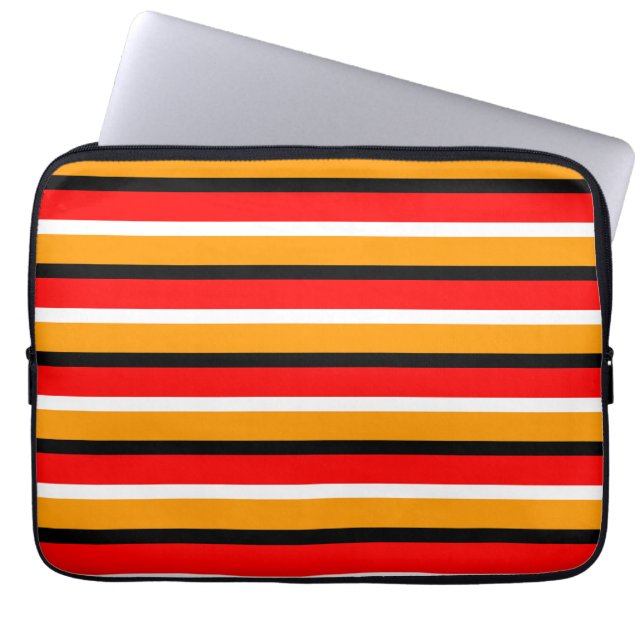 Capa Para Notebook Design de Padrão de Faixa Laranja Vermelha (Frente)