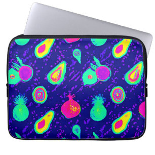 Capa Para Notebook Design de Padrão de Neon Fruta Vibrante