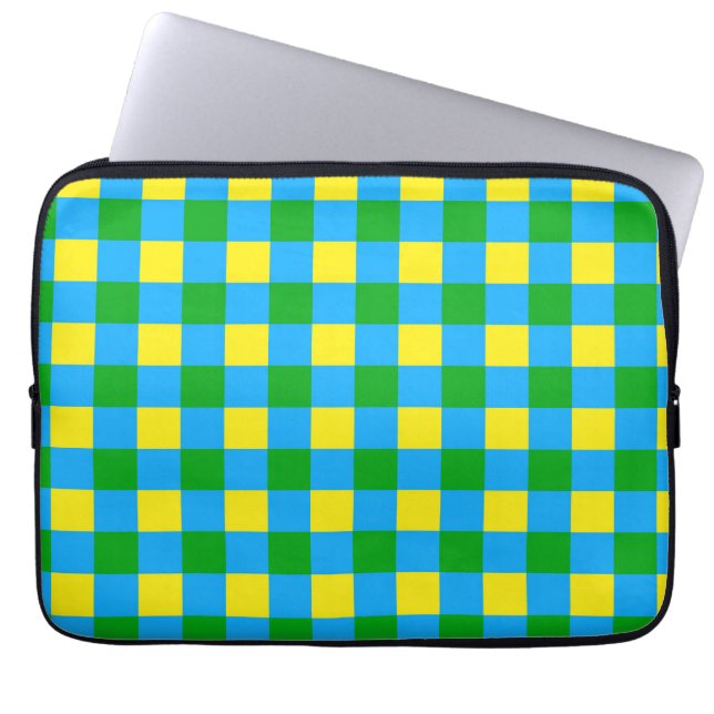 Capa Para Notebook Design de Padrão de Xadrez de Verificação Amarelo  (Frente)