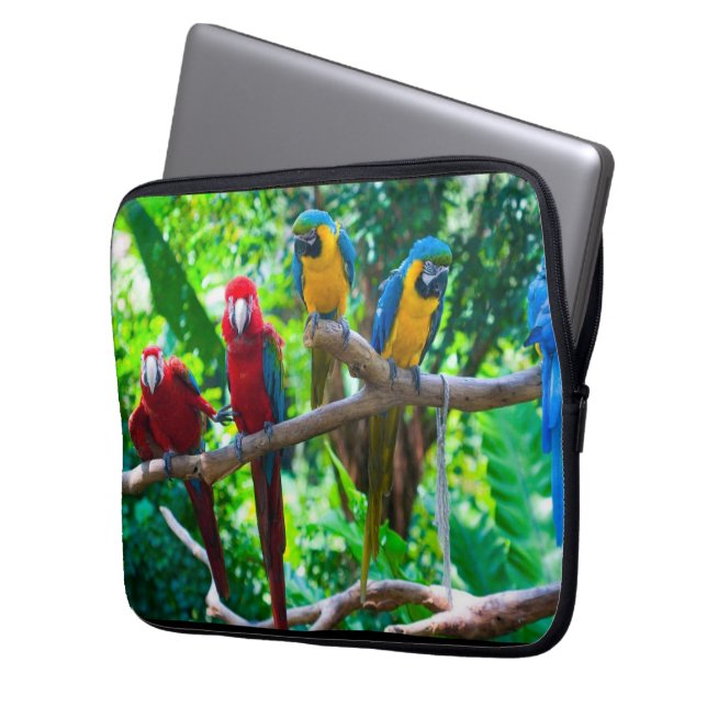 Capa Para Notebook Design de papagaios tropicais (Frente Esquerda)