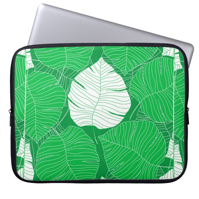 Capa Para Notebook design de pintura de folha abstrato tropical (Frente)