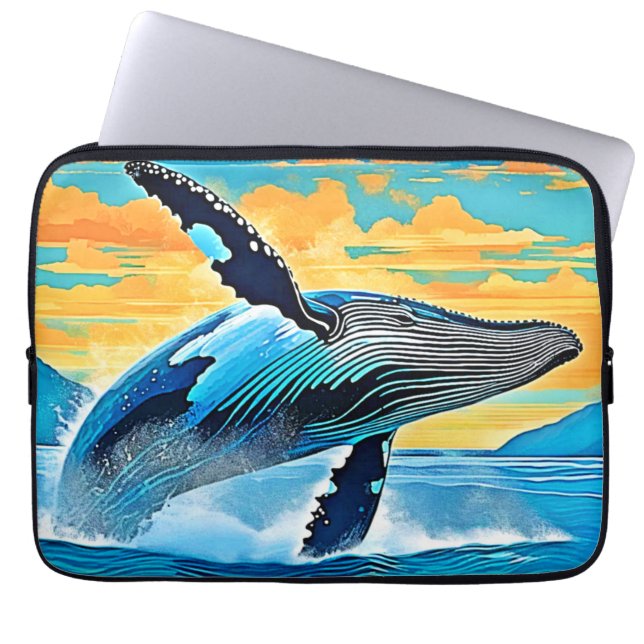 Capa Para Notebook Design de Salto de Baleia Jubarte em Liberdade no  (Frente)
