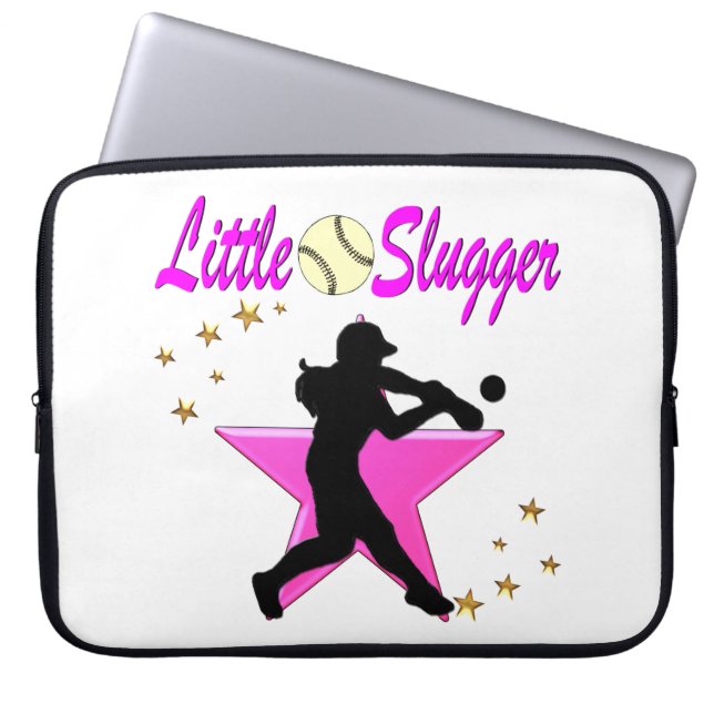 CAPA PARA NOTEBOOK DESIGN DE SOFTBALL PINK STAR LITTLE SLUGGER (Frente)