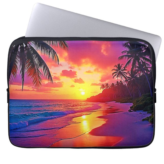Capa Para Notebook Design de Sonho de Praia Sunset Vibrante (Frente)