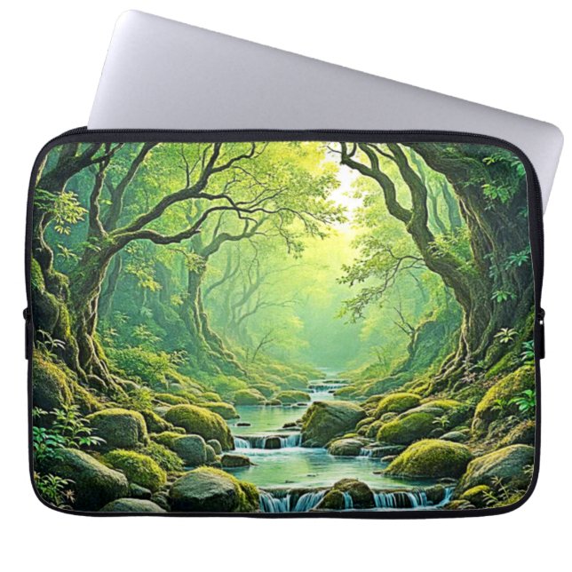 Capa Para Notebook Design de Stream Florestal Encantado (Frente)