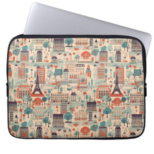 Capa Para Notebook Design de Vintagem Parisiense - bege, vermelho, ve