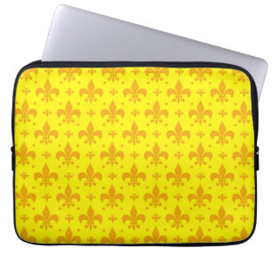 Capa Para Notebook Design do padrão Fleur-de-lis amarelo