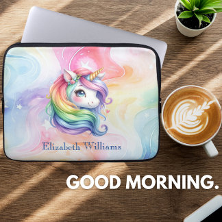 Capa Para Notebook Design do Rainbow Unicorn com nome personalizado