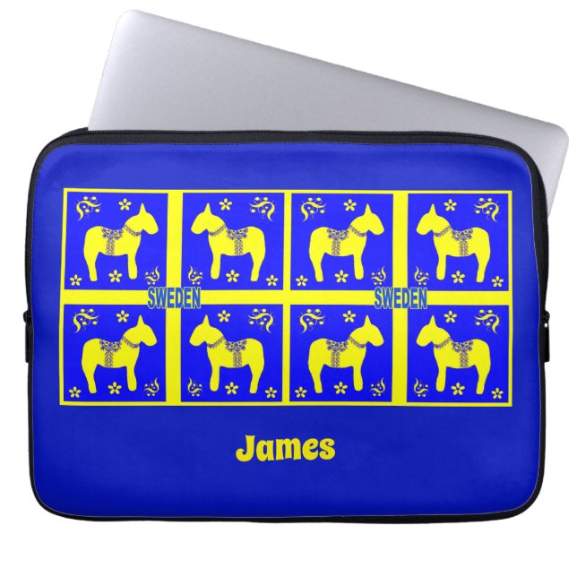 Capa Para Notebook design escandinava, cavalo sueco, personalizar, (Frente)
