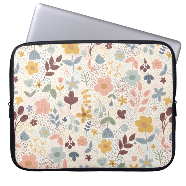 Capa Para Notebook Design Floral Retro Cujo (Frente)