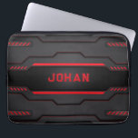 Capa Para Notebook Design geométrica negra e vermelha<br><div class="desc">Imagem de um design geométrico metálico preto e vermelho. Design moderno masculino.</div>