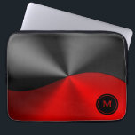 Capa Para Notebook Design geométrica negra e vermelha<br><div class="desc">Simples aparência de aço inoxidável preto e vermelho brilhante. Monograma opcional.</div>