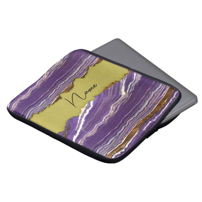 Capa Para Notebook Design púrpura marmoreada com Faux Dourado (Frente Topo)