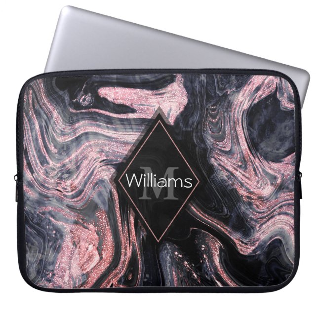 Capa Para Notebook Design rosa na moda abstrato marbleized (Frente)