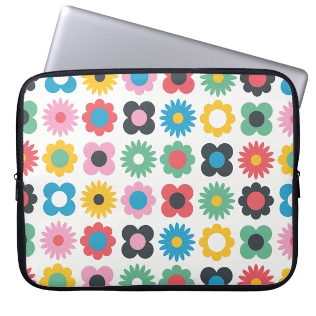 Capa Para Notebook Design simples de padrão sem costura de flor. Esca (Frente)