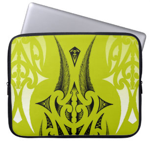 Capa Para Notebook design tribal do verde limão com penas