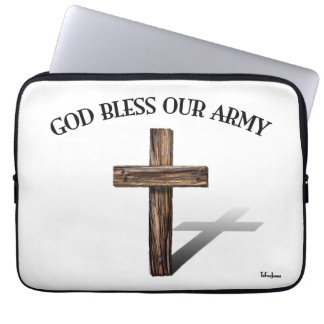 Capa Para Notebook DEUS ABENÇOE NOSSO EXÉRCITO com cruz robusta