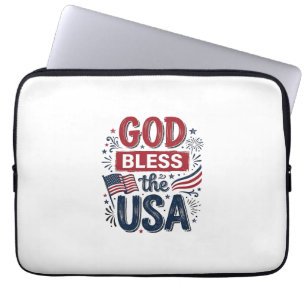 Capa Para Notebook Deus Abençoe os EUA Camiseta Vintage Patriótica Fé