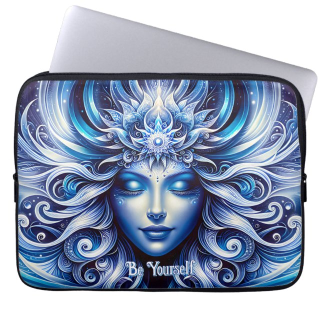 Capa Para Notebook Deusa Celestial Cabeça Azul Janeiro - (Frente)