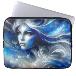 Capa Para Notebook Deusa Celestial White Blue Head Fevereiro -