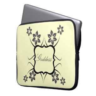 Capa Para Notebook Deusa Eletrônicos Florais Saco, Cinza Escura