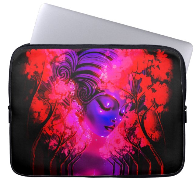 Capa Para Notebook Deusa Neon em Floresta Encantada (Frente)