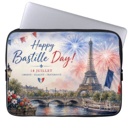 Capa Para Notebook Dia da Bastilha Torre Eiffel Rio Sena fogos de art
