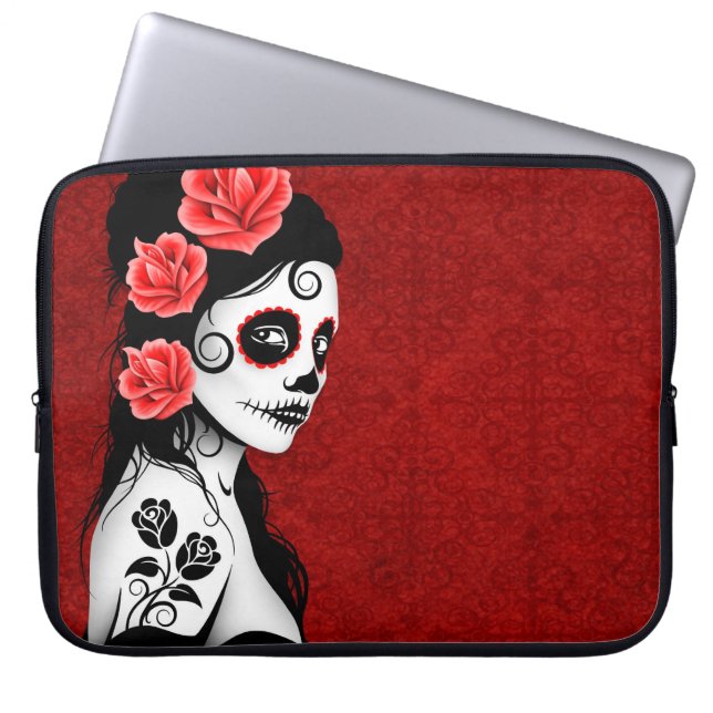 Capa Para Notebook Dia da menina inoperante do crânio do açúcar - (Frente)