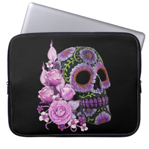 Capa Para Notebook Dia da Morte - Pano De Açúcar Preto, Floral, Rosa