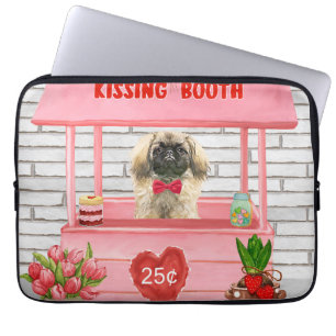 Capa Para Notebook dia de os namorados de Cachorro Pekingês beijando 