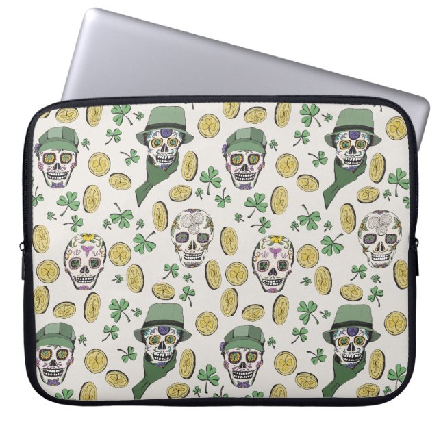 Capa Para Notebook Dia de São Patrício Irish Sugar Skull Personalizad (Frente)