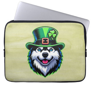 Capa Para Notebook Dia de São Patrício Irlandês Shamrock Siberian Hus