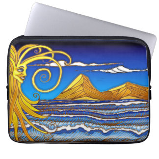 Capa Para Notebook Dia do Sol na Pintura em Aquarela da Praia