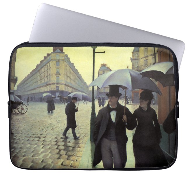 Capa Para Notebook Dia Rainy da Rua Paris por Gustave Caillebotte (Frente)