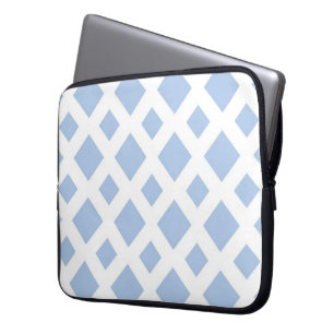 Capa Para Notebook Diamantes Azuis Claro em Branco