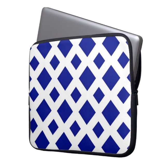 Capa Para Notebook Diamantes de marinho em Branco (Frente Esquerda)