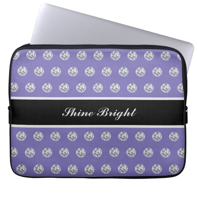 Capa Para Notebook Diamantes Elegantes em Estojo para Laptop Azul Lav (Frente)